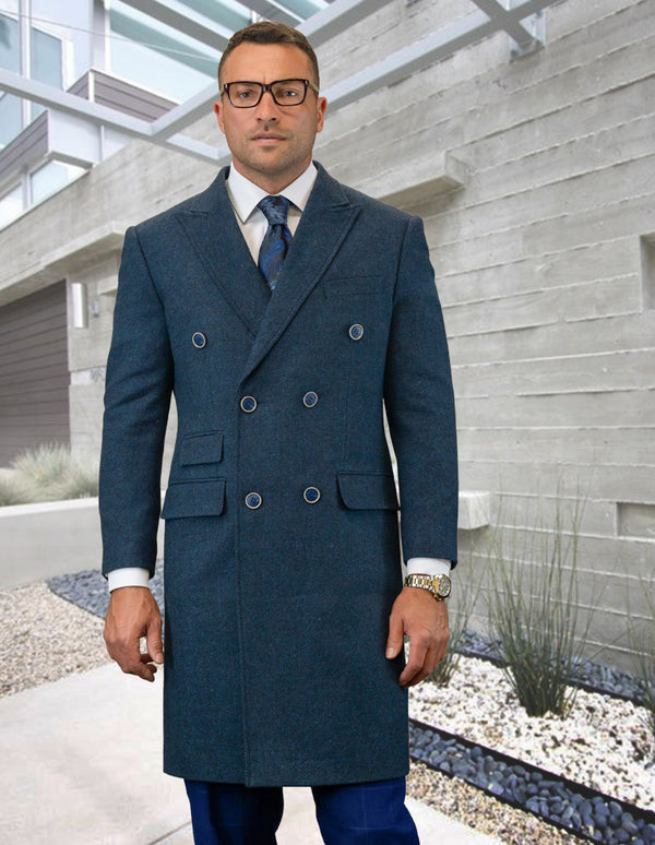 Navy wool store double breasted coat