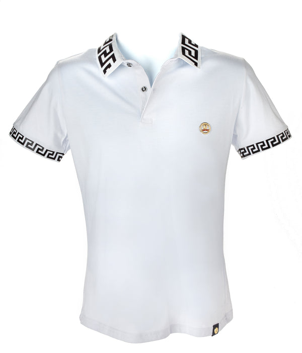 Men's European Slim Fit Short Sleeves Polo Shirt | White/Black | SLF03 -  Franky Fashion