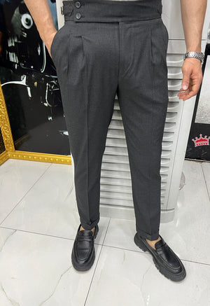 Tailored Fit Men's Dress Pants, European Craftsmanship, Super Light Wool by DJ PLUS | 800 Black, Charcoal