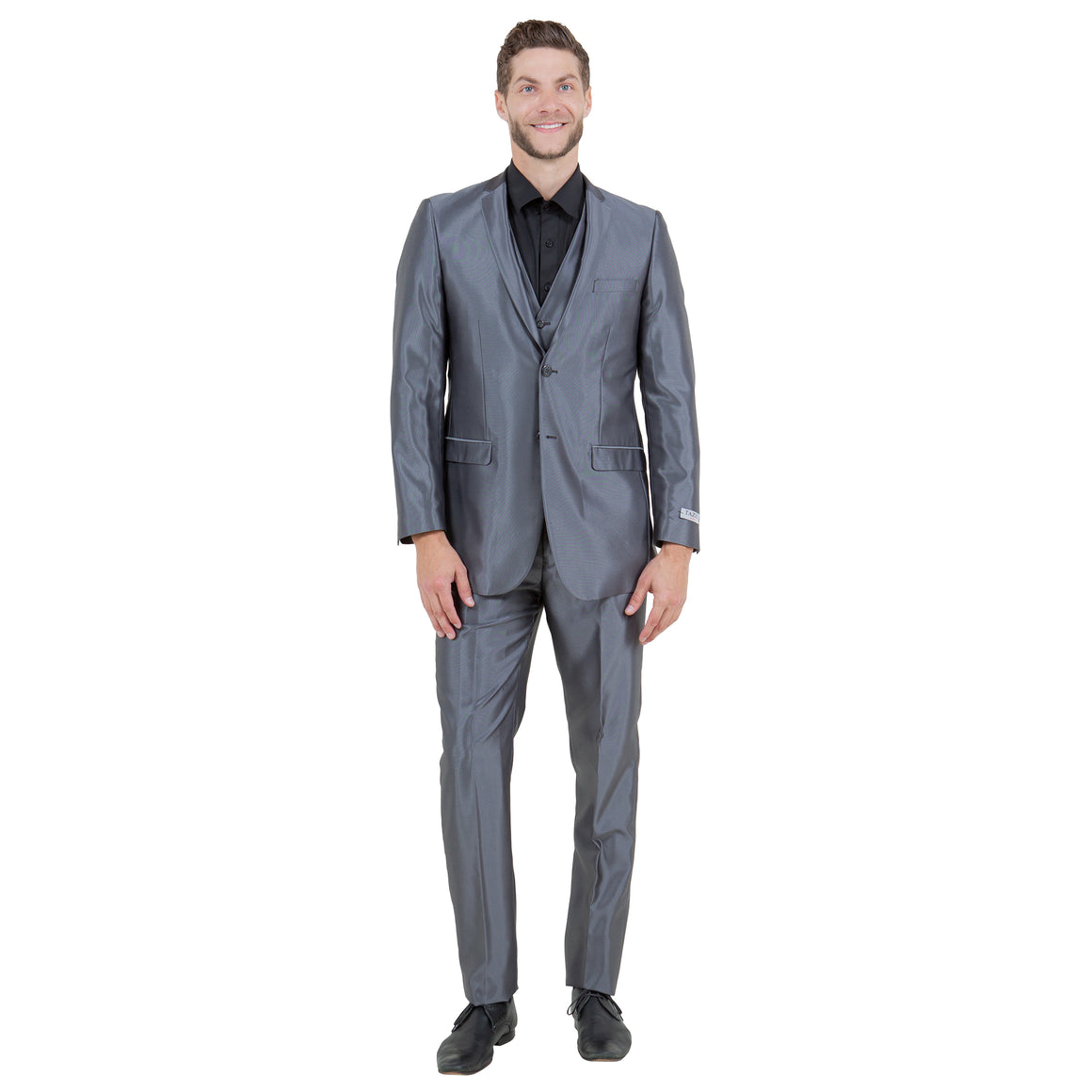 Tazzio Mens-suit 3-PC Sharkskin Slim Fit