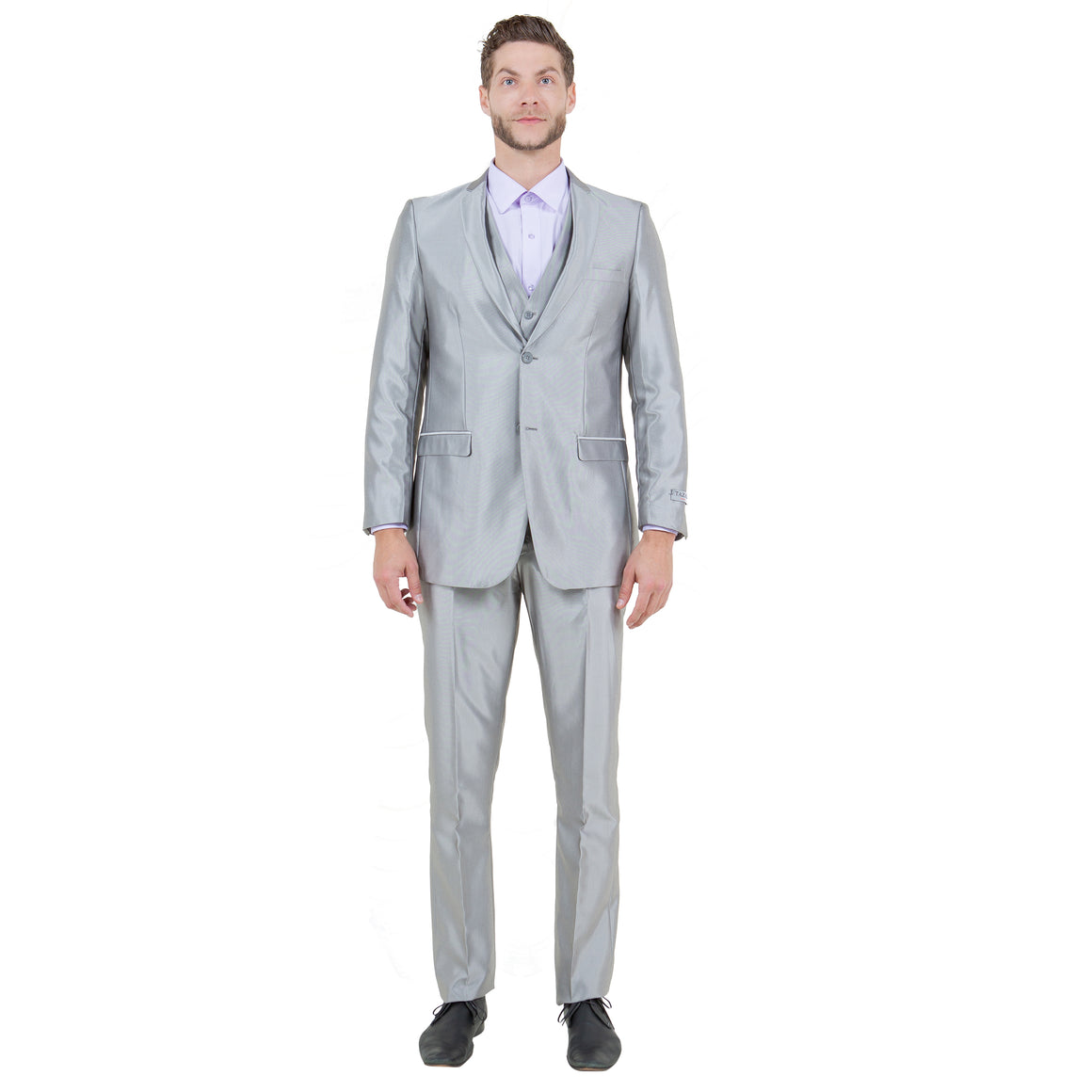 Tazzio Mens-suit 3-PC Sharkskin Slim Fit