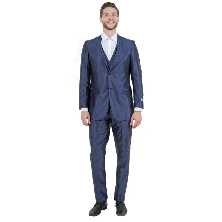 Tazzio Mens-suit 3-PC Sharkskin Slim Fit