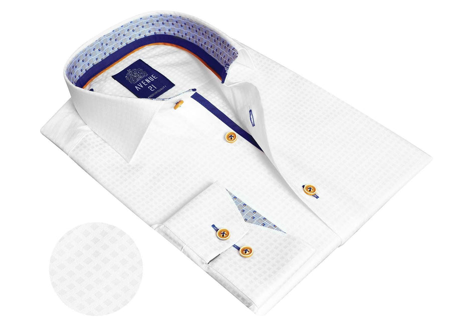 Avenue 21 Men's Prime Cotton Tailored Fit Dress Shirt | N01 White