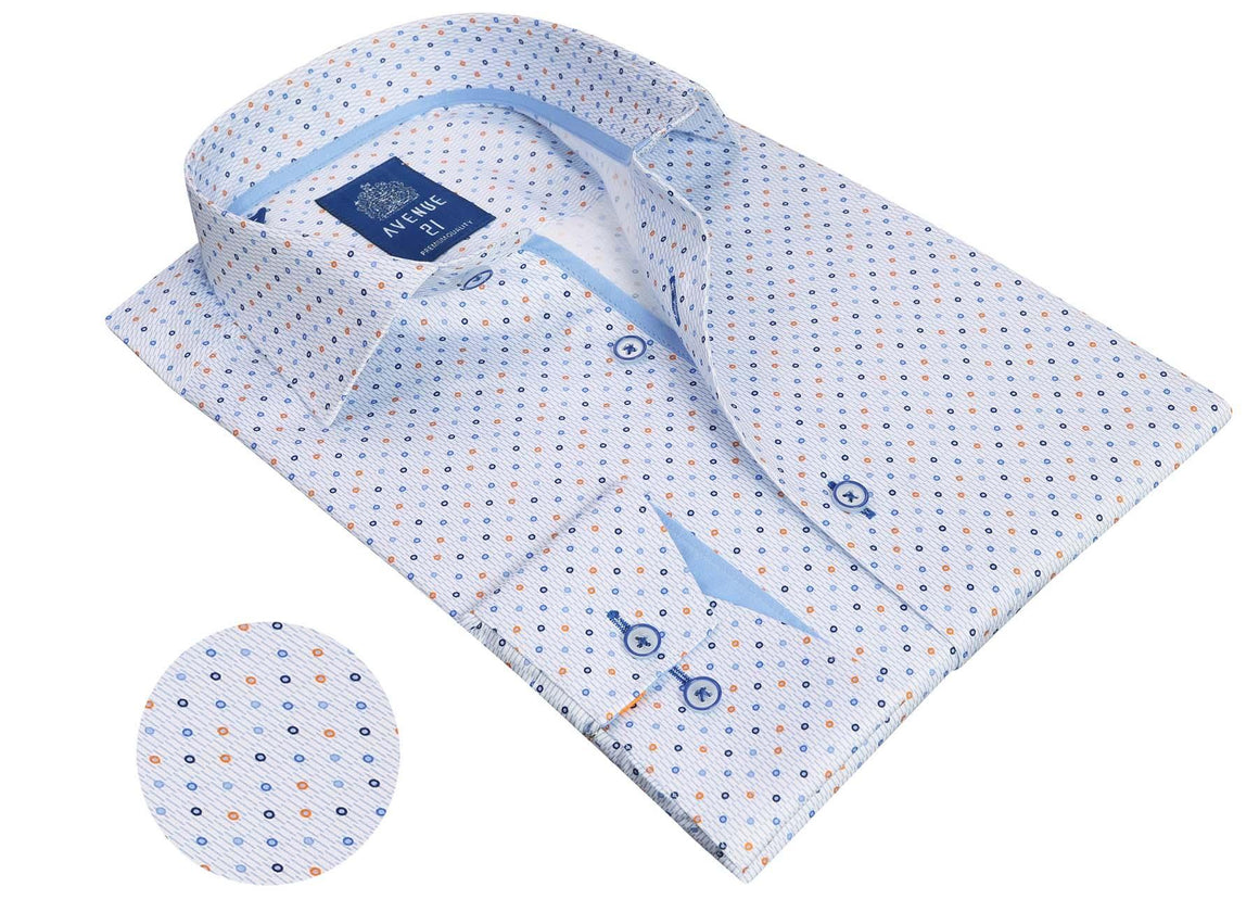 European-Made Tailored Fit Men's Dress Shirt by Avenue 21 | N03 Blue