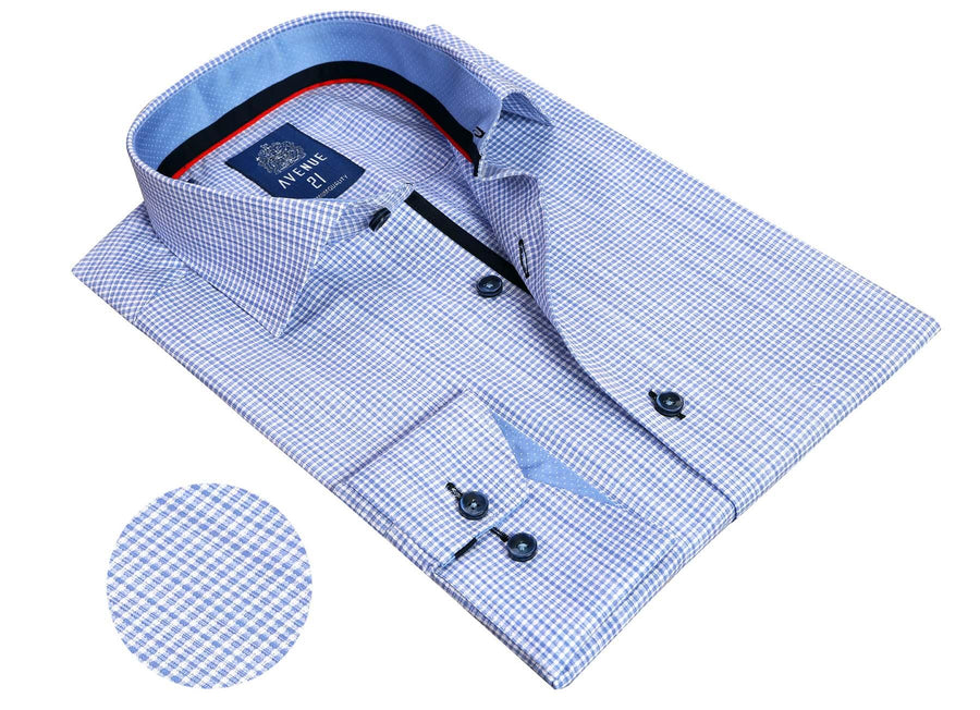 European Tailored Men's Dress Shirt by Avenue 21 | N25 Blue