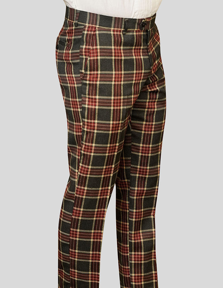 Men's Dress Pants Wide Leg 150's Italian Wool | Red | WP-100
