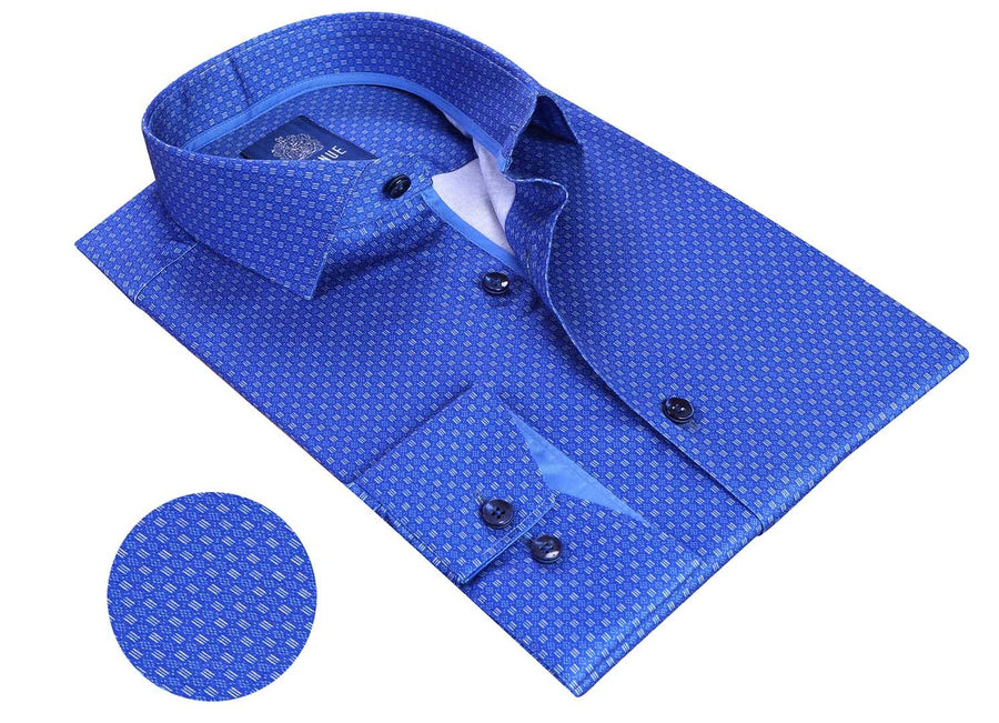 Sophisticated 100% Cotton Men’s Dress Shirt with Contrast Collar & Cuffs – Luxe Turkish Formalwear | R06 Royal Blue