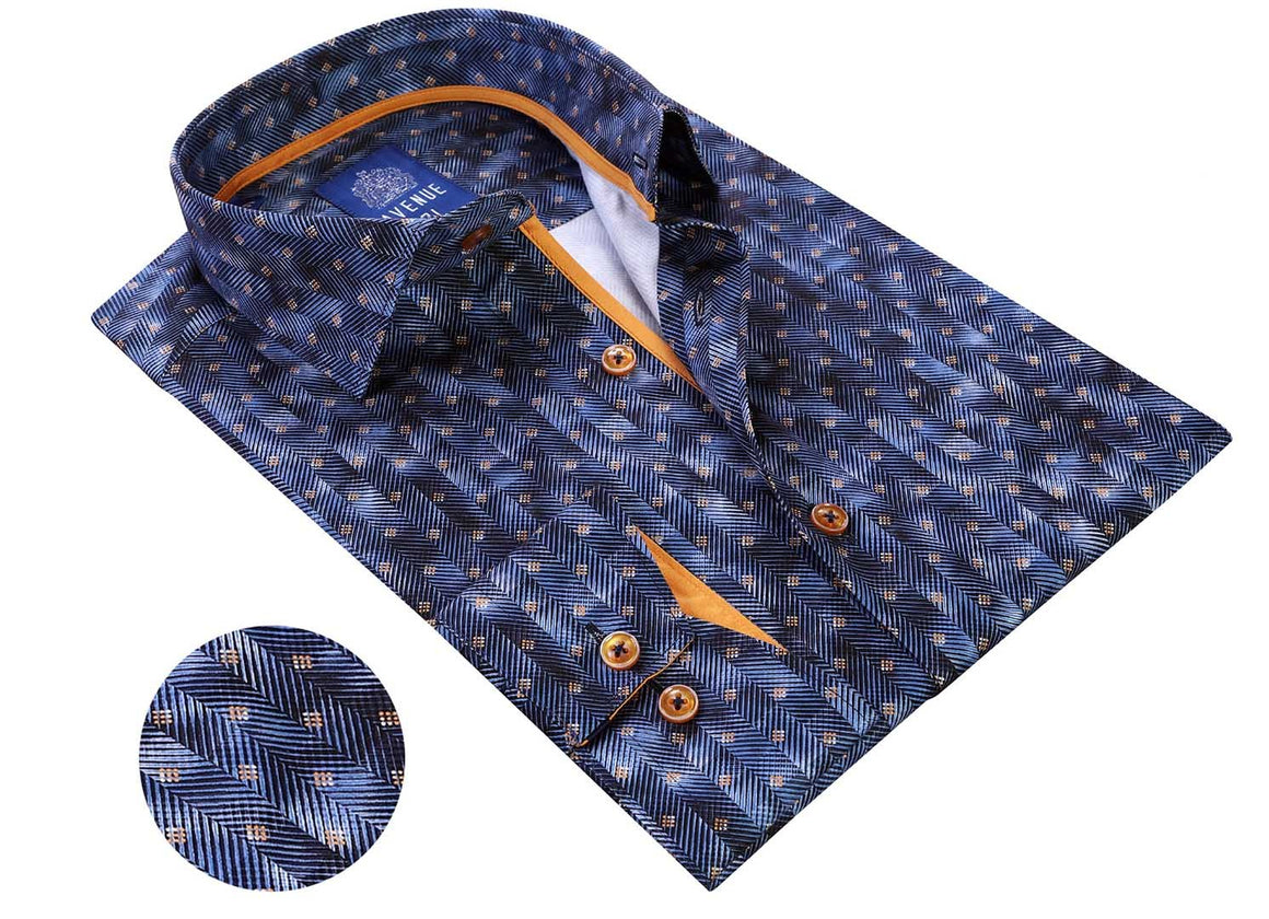 Refined 100% Cotton Men’s Dress Shirt with Contrast Collar & Cuffs – Modern Turkish Luxury Wear | R38 Navy Blue