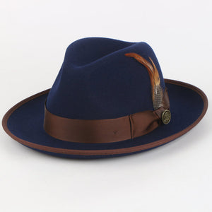 Steven Land Domingo Fedora - Premium Australian Wool Felt Hat | WH-107 Navy