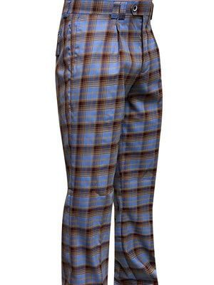 Men's Wide Leg Plaid Pants Super 150'S Italian Wool | Copper | WP-103