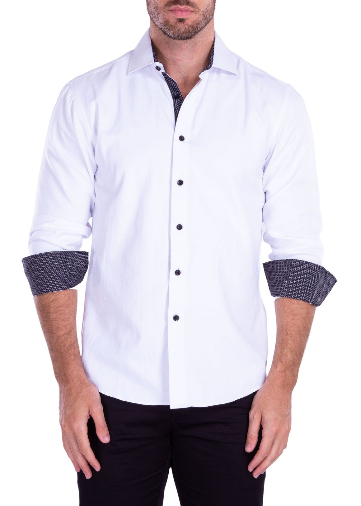 MEN'S LONG SLEEVES SHIRT | MODERN FIT EUROPEAN DESIGN WHITE | 212254