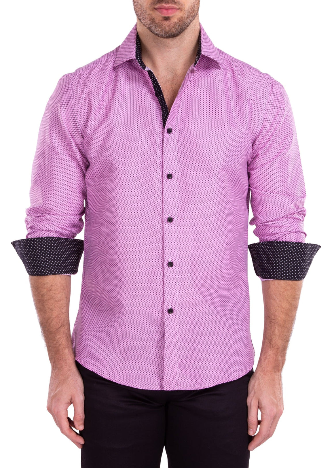 MEN'S LONG SLEEVES SHIRT | MODERN FIT EUROPEAN DESIGN PINK | 212347