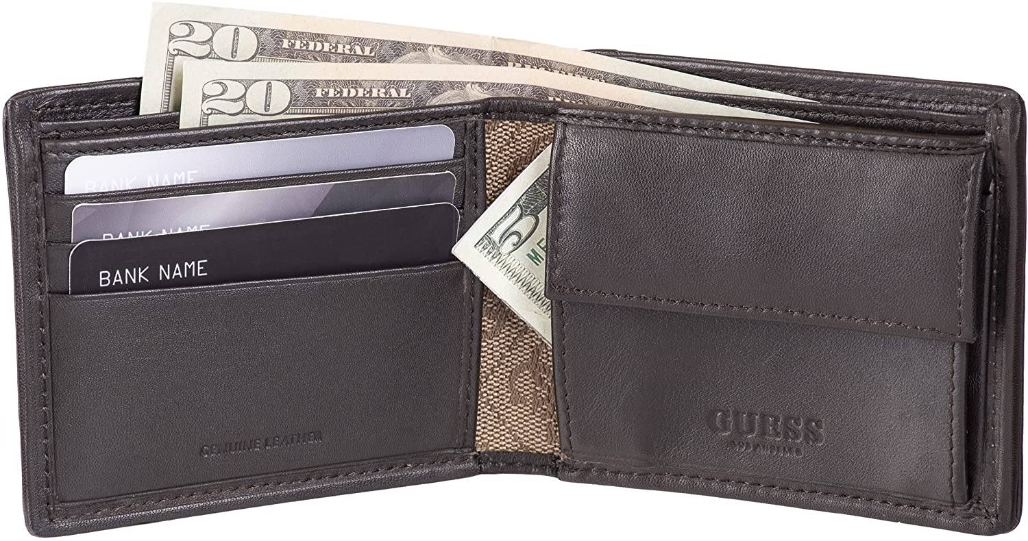 Guess Men's Leather Credit Card RFID Billfold Wallet With Valet 31GU130036