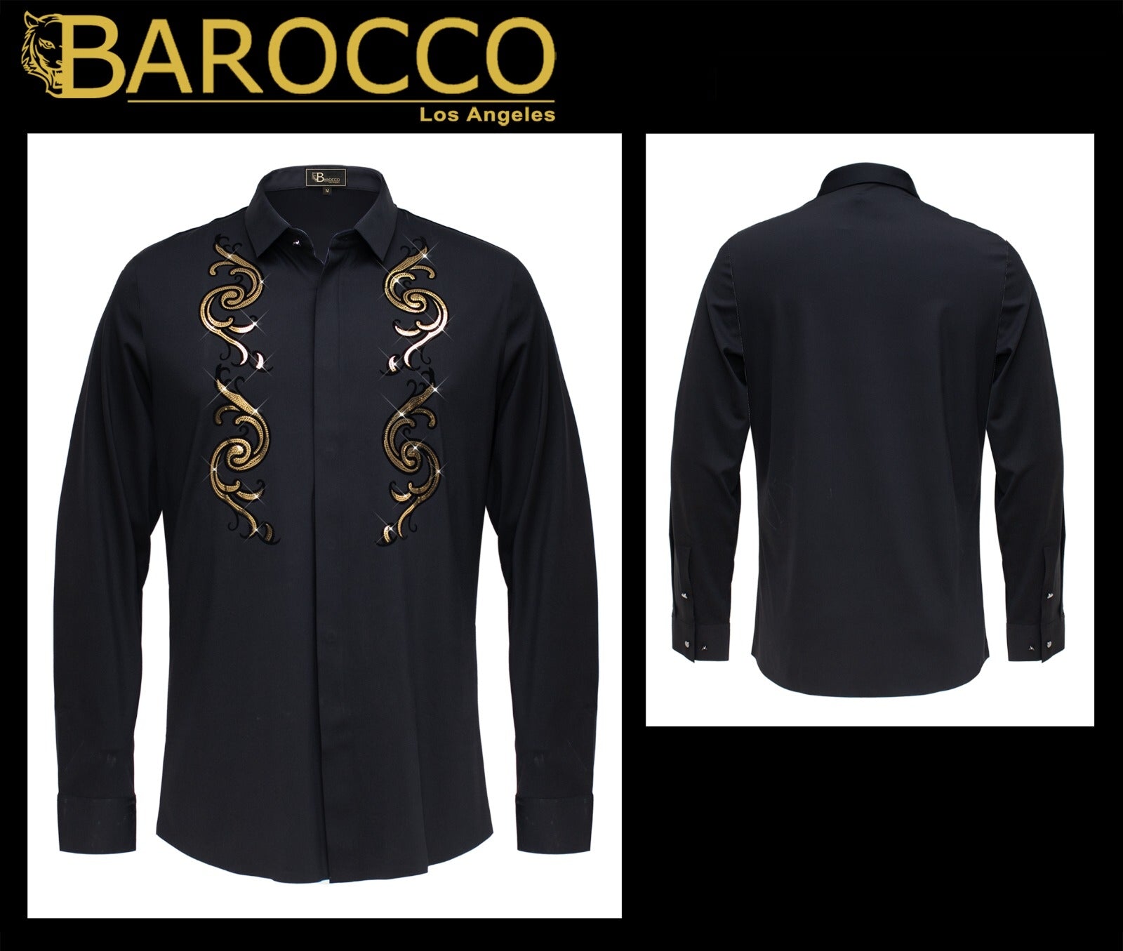 Button Down Shirts Men's Baroque Fashion Casual Long Sleeve