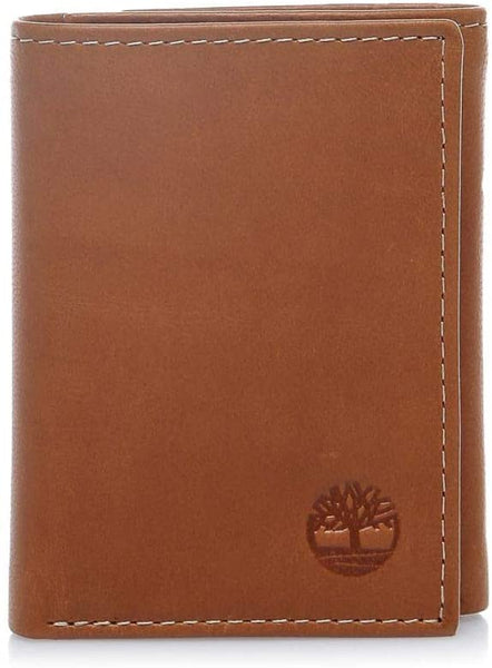 Timberland Men's Smooth Leather Tri-Fold Wallet Brown Smooth