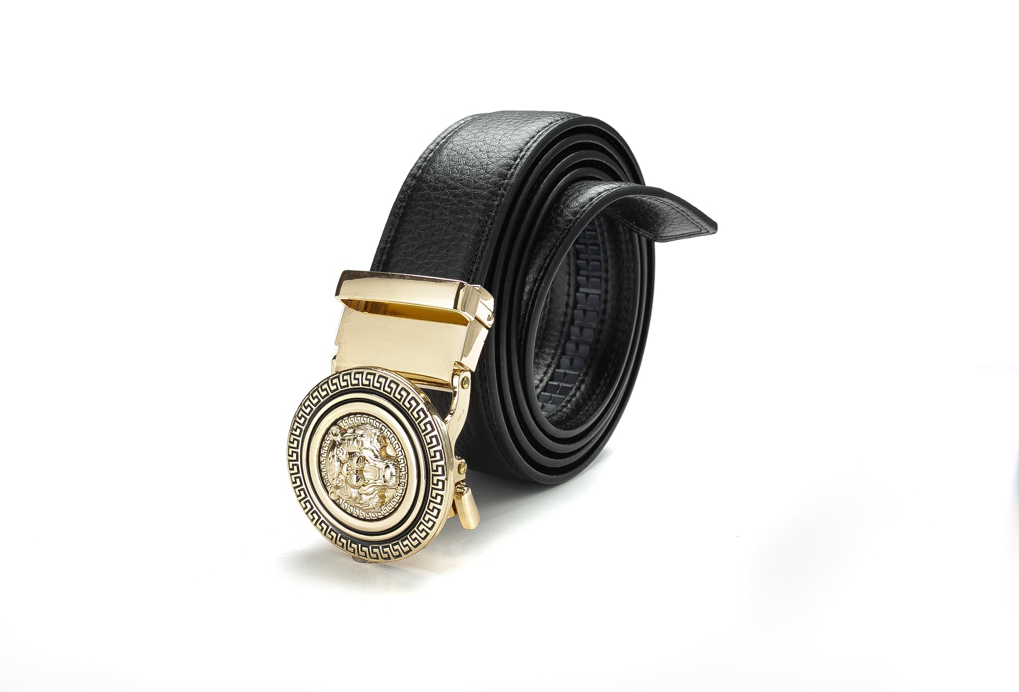 Hi-Tie Mens Leather Belt All Colors With Gold Black Buckles Ratchet  Automatic Se