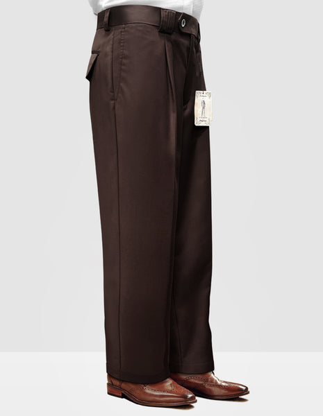 Burgundy Pleated Dress Pants Regular Fit Super 150'S Italian Wool Fabric -   Norway